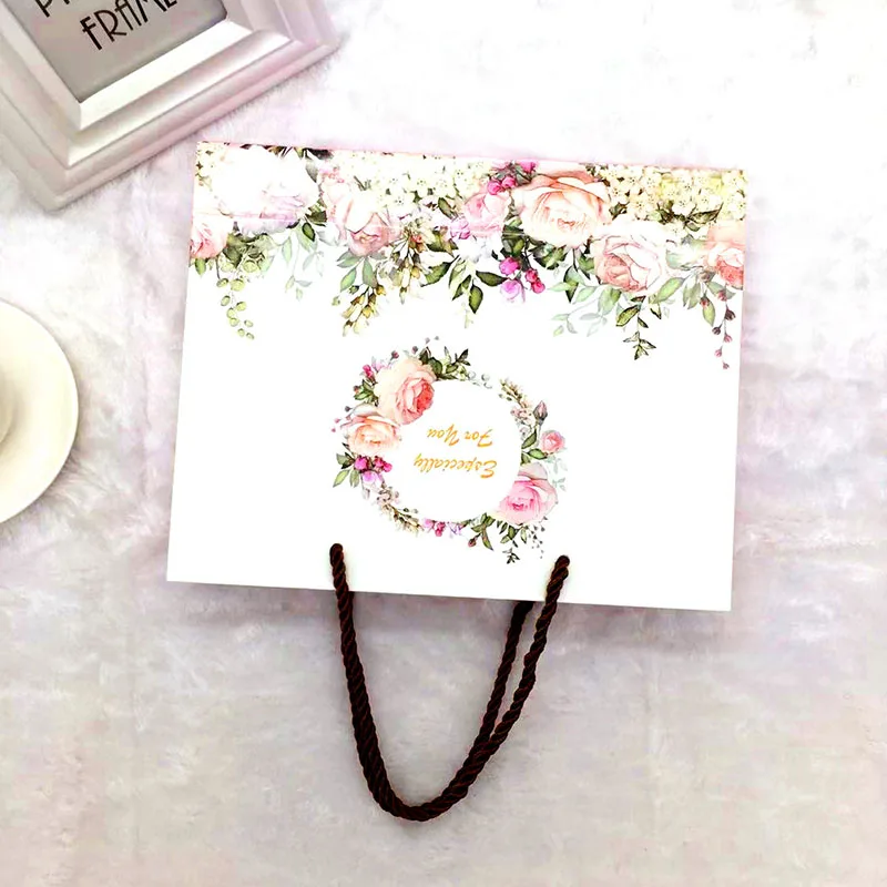 1 шт розовые цветы нуга коробки свадебные конфеты коробка Подарочная сумка Крафт-бумага подарочная коробка коробки шоколада печенья сумка женская сумка подарочные сумки - Цвет: bag