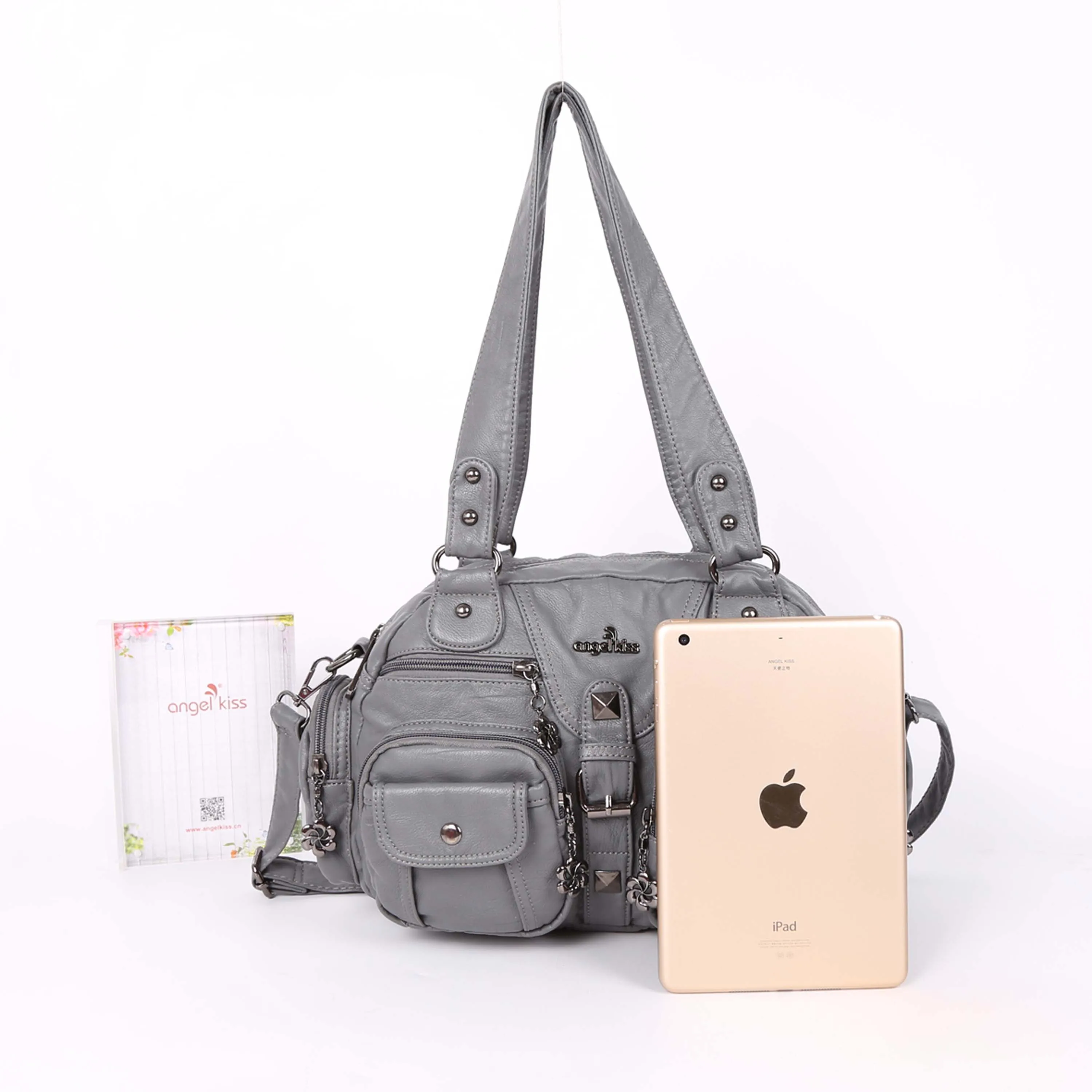 Hot Selling Large Double Zipper Multi Pocket Shoulder Bags Washed PU Leather Purses Tote Bags Women Handbags for Ladies Hot Selling Large Double Zipper Multi Pocket Shoulder Bags Washed PU Leather Purses Tote Bags Women Handbags for Ladies