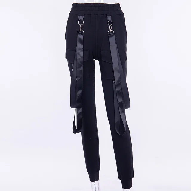 Personality lanyard multi pockets fashion casual pantsin Pants