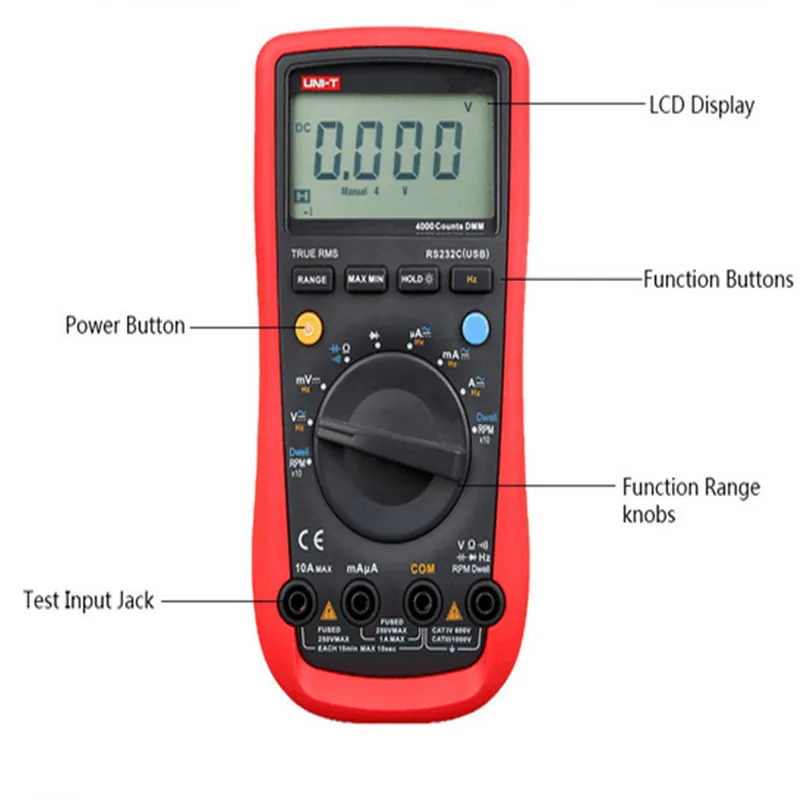 Портативный, автомобильный многоцелевой измерительный прибор UNI-T UT109 Автоматический диапазон мультиметров USB PC подключение Dwell Tach lcd подсветка UT109