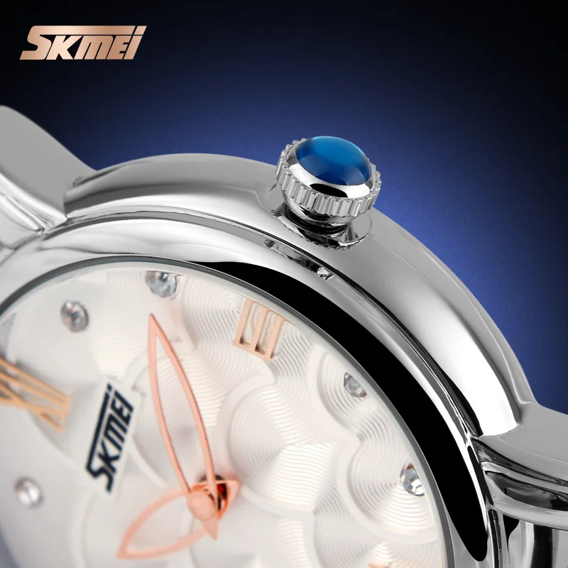 

SKMEI Fashion Casual Quartz Women Watches Leather Strap Luxury Brand Ladies Watches Flower Dials 30M Water Resistant Reloj Mujer
