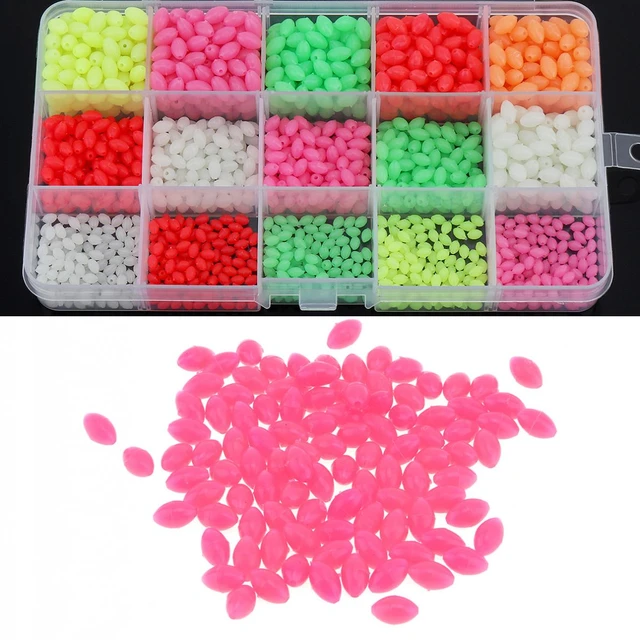 1500pcs Colorful Oval Hard Luminous Fishing Beads 3 x 4mm 4 x 6mm 5 x 8mm
