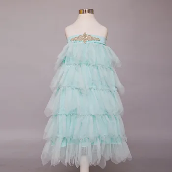 

7 Colors 2017 Corset Formal Dresses for Girls Princess Shoulderless Layered Dress Wedding Costume Vintage Style Boutique 5ps/lot