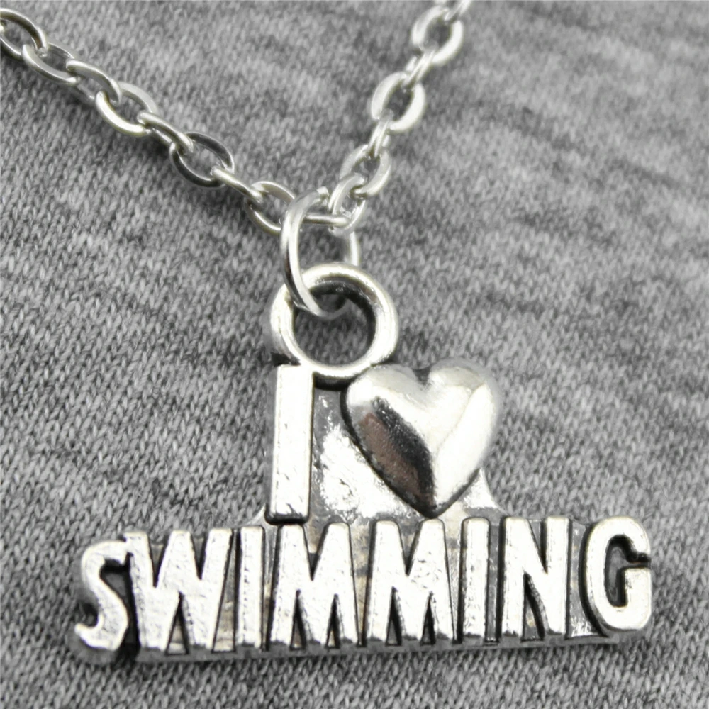 Buy WYSIWYG 22x15mm I Heart Swimming Pendant Necklace