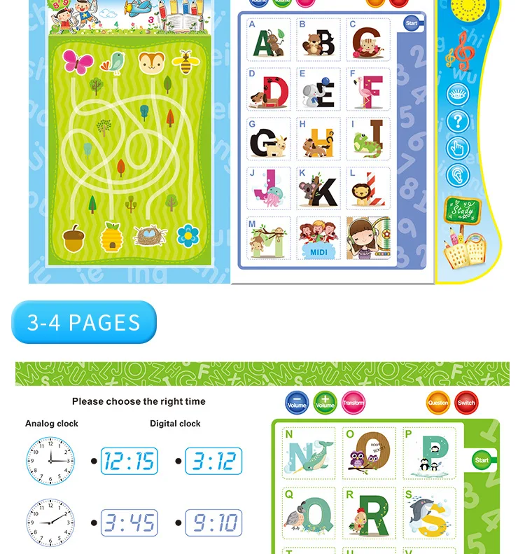 Livro de Aprendizagem com Lógica Educativos para Crianças Multi-função Inglês Eletrônico Leitura Inteligente Caneta Pai-criança Interação Brinquedos Mod. 268943 17 com lógica inteligente caneta pai-criança interação brinquedos educativos para crianças