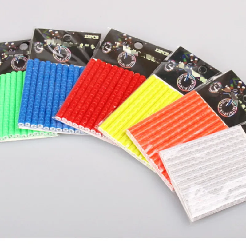 

12Pcs/Lot Bicycle Mountain Bike Riding Wheel Rim Spoke Mount Clip Tube Warning Light Strip Reflector Reflective Outdoor 75mm