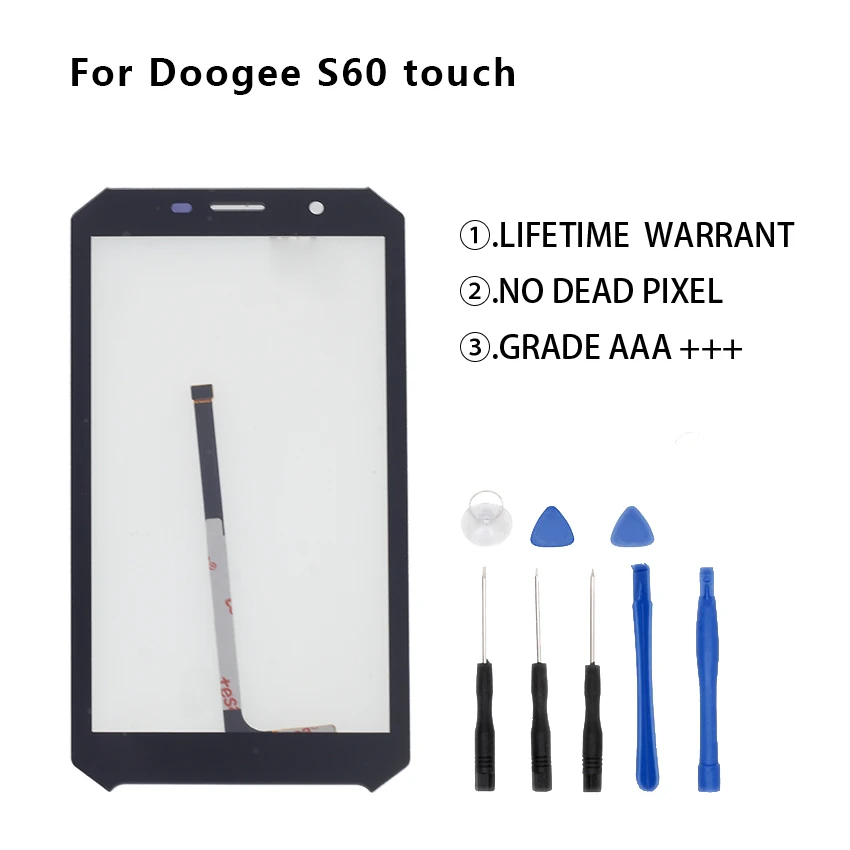 

For Doogee S60 touch screen Glass Lens Sensor Digitizer Panel Adhesive Screen 5.2 inch Free Tools