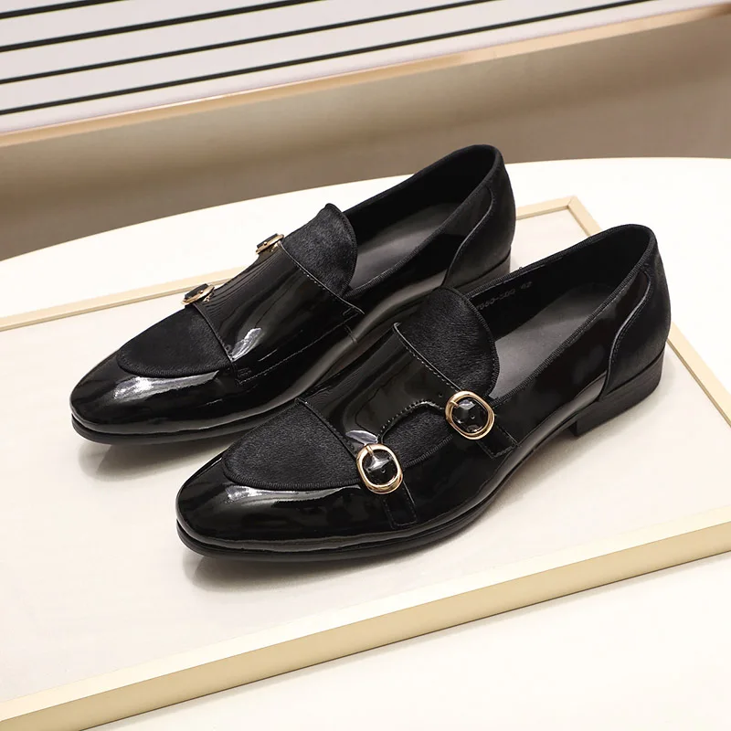 Mens Leather Casual Shoes | Men Patent Leather Shoes | Monk
