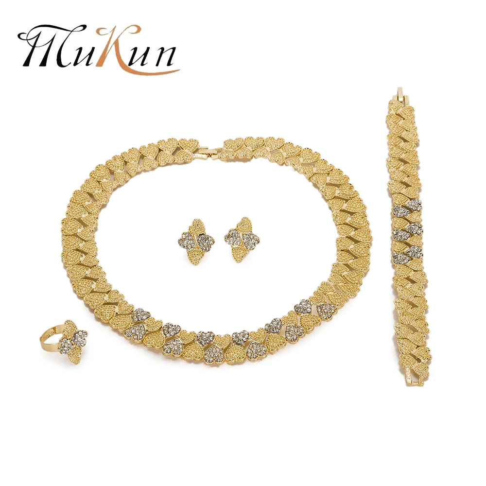 

MUKUN 2018 Brand dubai jewelry sets Nigerian Wedding African Beads Jewelry Set Bridal Gift crystal earrings Necklace set design