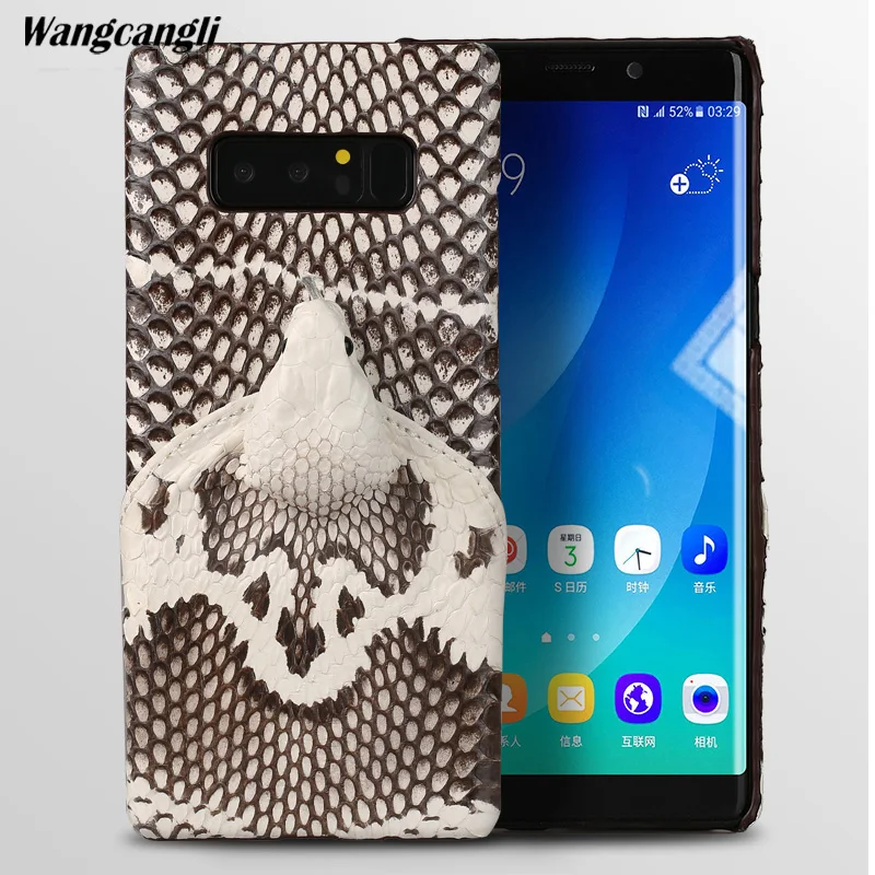 

Brand genuine snake skin phone case For Samsung Note 8 phone back cover protective case leather phone case For Samsung a8 2018