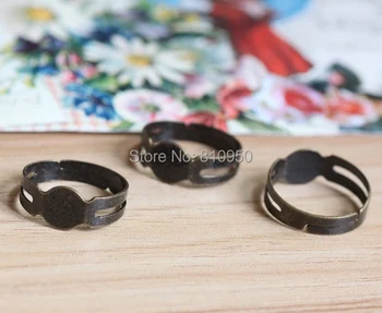 

Free Shipping 60pcs Brass Antique Bronze 7mm Plane Blank Cameo Ring Base Settings DIY Fashion Rings Jewelry Accessory Findings