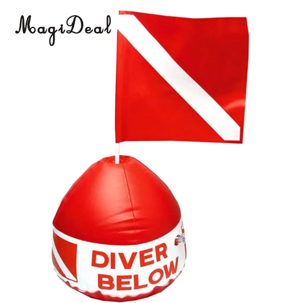 MagiDeal High Quality 1Pc PVC Inflatable Dive Buoy With Red Flag