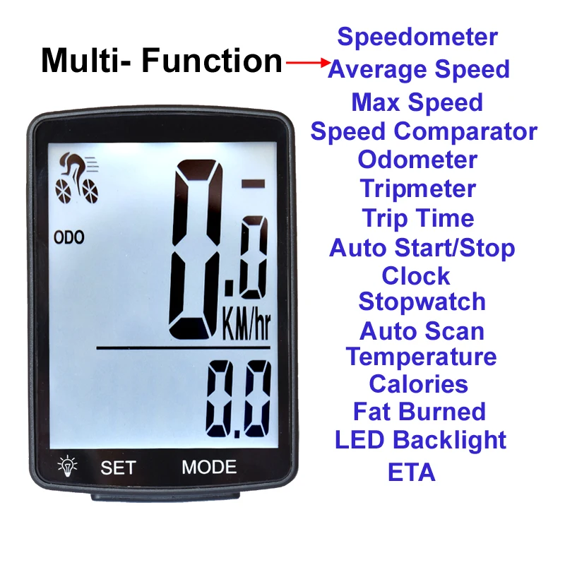 Bike Computer Wireless Bike Bicycle Speedometer Cycle Computer Odometer Stopwatch Waterproof