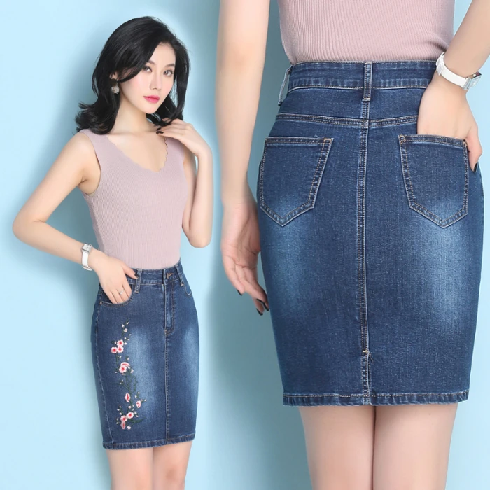Spring Summer Women Sexy Embroidery Quality skirts Female fashion floral Jeans short Skirt slim Rise Hip casual clothing Spring Summer Women Sexy Embroidery Quality skirts Female fashion floral Jeans short Skirt slim Rise Hip casual clothing