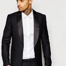 Новое поступление одна кнопка Черный Жених Смокинги для женихов Для мужчин свадебные костюмы для выпускного Жених(куртка+ Брюки для девочек) K: 850