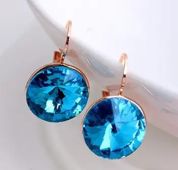 

Blue Earing Genuine Austrian Crystal Stud Earrings For Women Wedding Gold Earings Fashion Jewelry 2017 Dropshipping Jewellery