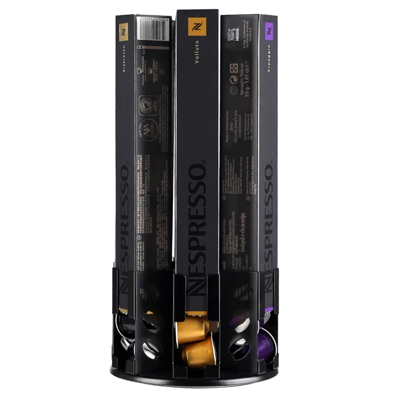 

Gamlung Revovling Coffee Capsules Holder for Nespresso Capsules Pods 360 Degree Carousel Rack Compatible with Nespresso 6 Boxes