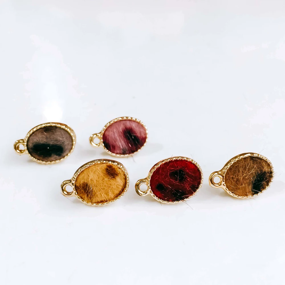 Oval Wool Stuff Stud Earring Accessories Pendant Necklace Supplies for
