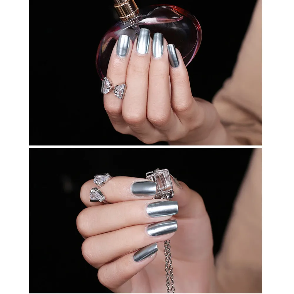 Ослепительный магазин для девочек зеркальный лак для ногтей Покрытие серебряной пасты металлический цвет из нержавеющей стали зеркальный серебряный лак для ногтей для дизайна ногтей