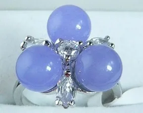 

2 colors wholesale beautiful design 8mm 3 purple/green Natural jade flower fashion ring(#7.8.9)