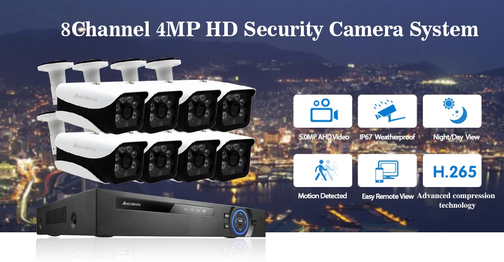 4mp HD CCTV системы 8CH AHD DVR комплект 8 шт. 4.0mp 2560*1440 6 * массив светодиодов безопасности камера наружного наблюдения комплект легко удаленного