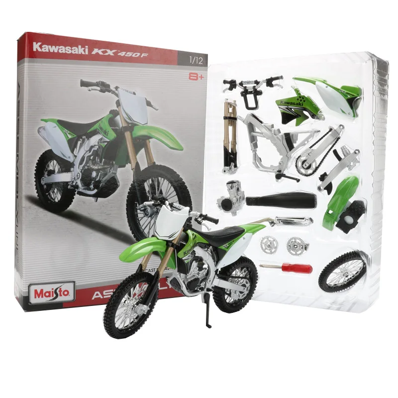

Maisto 1:12 Assembled Model Motorcycle Toy Alloy Plastic KX450F Cross Country Motorbike Building Kits Kids Toys