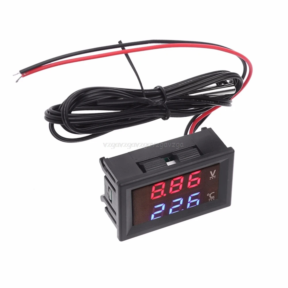 

12V/24V LED Display Car Voltage & Water Temperature Gauge Voltmeter Thermometer D18 dropship