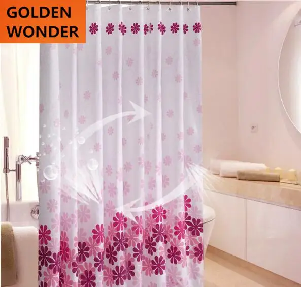 

Free shipping Thickening Waterproof Shower Curtain 180cm 180cm Flower Pink White 71inches High Quality Fabric Fashion