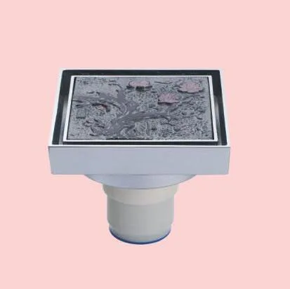 

Chinese style 4 inch Invisible square shape brass floor drain filter dish drainer shower drainer for bathroom