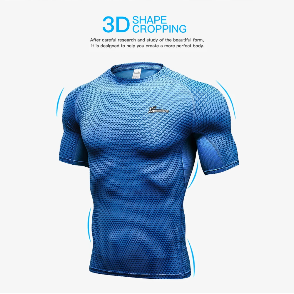 Queshark Профессиональная Мужская быстросохнущая компрессионная футболка с коротким рукавом Облегающее футболка для бега, фитнеса, тренировки, змеиная Футболка с принтом