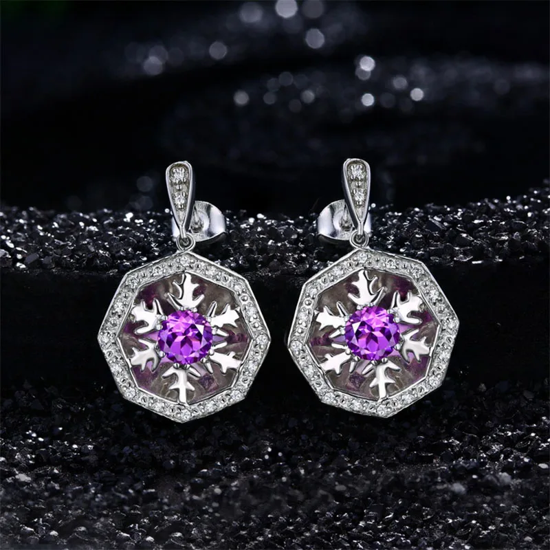 ANI 925 Sterling Silver Women Drop Earrings Natural Amethyst Fashion Design Female Wedding Bijoux Fine Gemstone Jewelry Custom