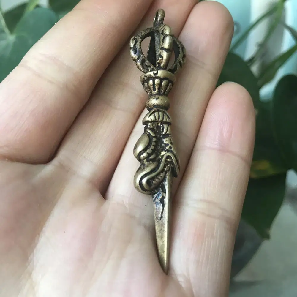 

Tibetan 4 Petal Dragon Dorje 100% Pure Bronze Vajra-pest Amulet Pendant