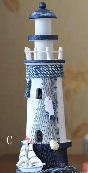 17-38 см, украшения в средиземноморском стиле, маяк, Деревянная Башня, руль, маяк, морское украшение для дома - Цвет: MA1602928C
