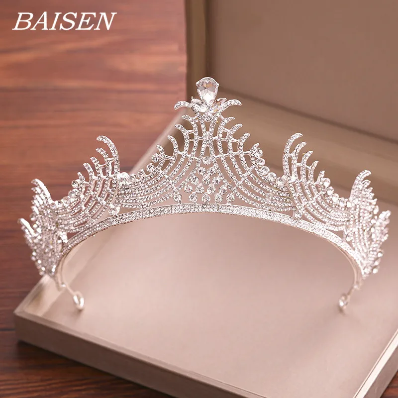

Wedding Hair Accessories Crystal Tiara Bride Headband Silver Rhinestone Wedding Hair Jewelry Queen Diadem Headpiece