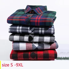 Новое поступление, модные мужские повседневные рубашки с длинным рукавом, мужские свободные клетчатые рубашки большого размера плюс SMLXL2XL3XL4XL5XL6XL7XL8XL9XL