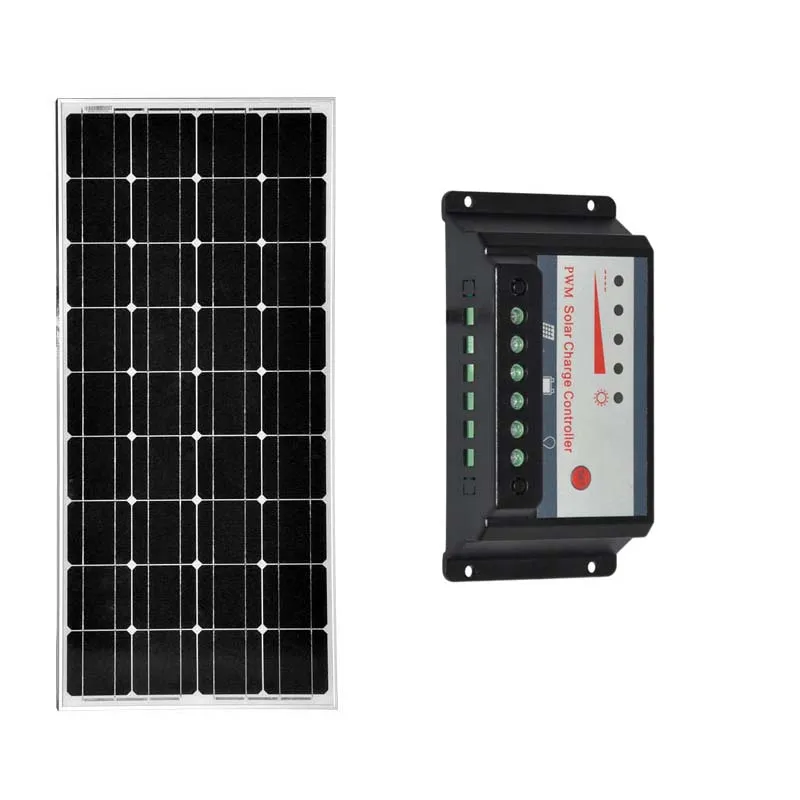 

Kit Solar Panel 12v 100w Monocrystalline Solar Battery Charger Solar Charge Controller 12v/24v 30A PWM USB Motorhome Caravan Car