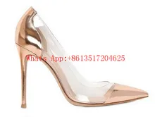New 2017 sexy printing leather golden thin hifh heel pumps PVC women gold shoes Sexy pointed semi-sheer sapatos feminin