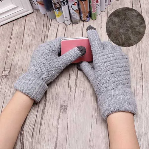 velvet grey Miya Mona,, новинка, женские, мужские, теплые, зимние, вязаные, полный палец, перчатки, варежки, для девушек, женские, одноцветные, шерстяные перчатки, экран, Luvas - Цвет: velvet grey