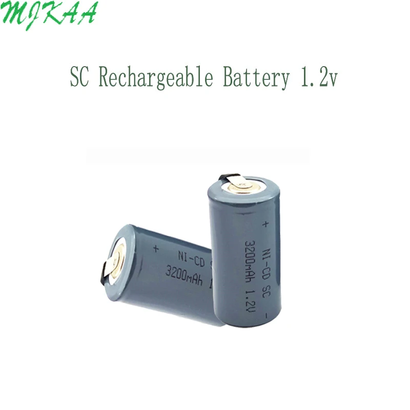 

MJKAA 1.2V rechargeable battery 3200mah 4/5 SC Sub C ni-cd cell with welding tabs for electric drill screwdriver