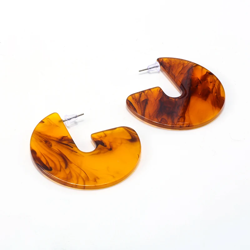 

Trendy Round Acrylic Hoop Earrings For Women Resin Bohemian Geometry Leopard Flat Semicircle Statement Hoops ZA 2019 Jewelry