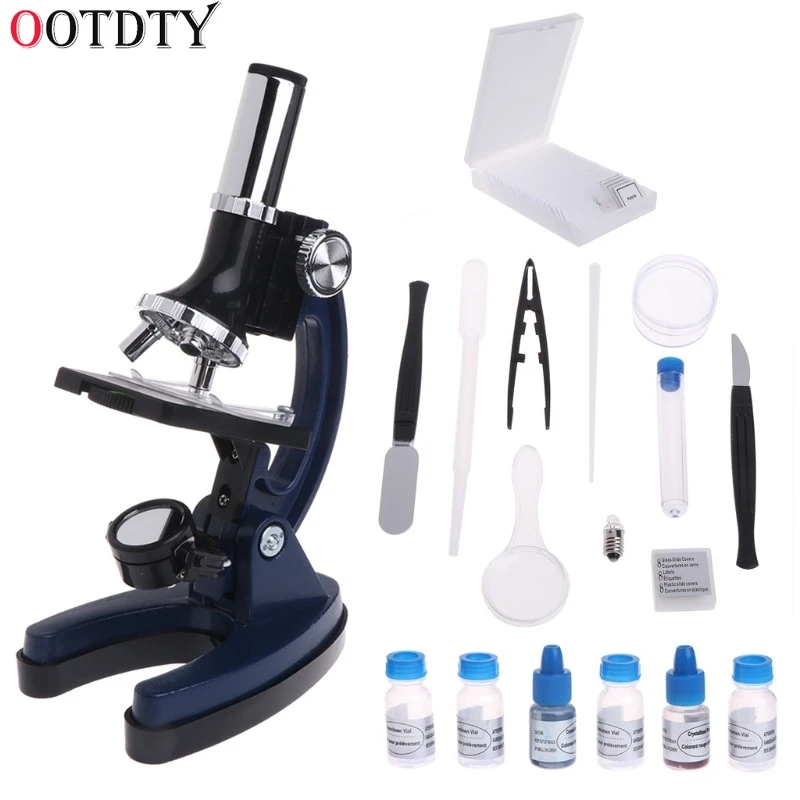 

OOTDTY 100x 600x 1200x Educational Illuminated LED Student Toy Children Biological Microscope for Kids to Learn Science