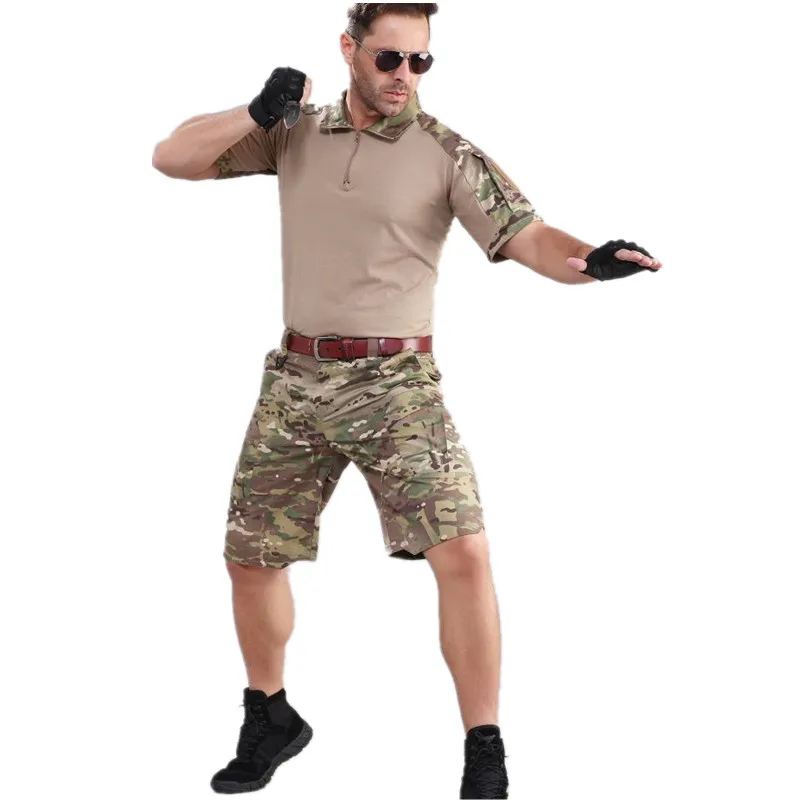 Военные Маскировочные шорты для мужчин с несколькими карманами армейские Шорты Cargo Летние повседневные свободные хлопковые камуфляжные тактические шорты