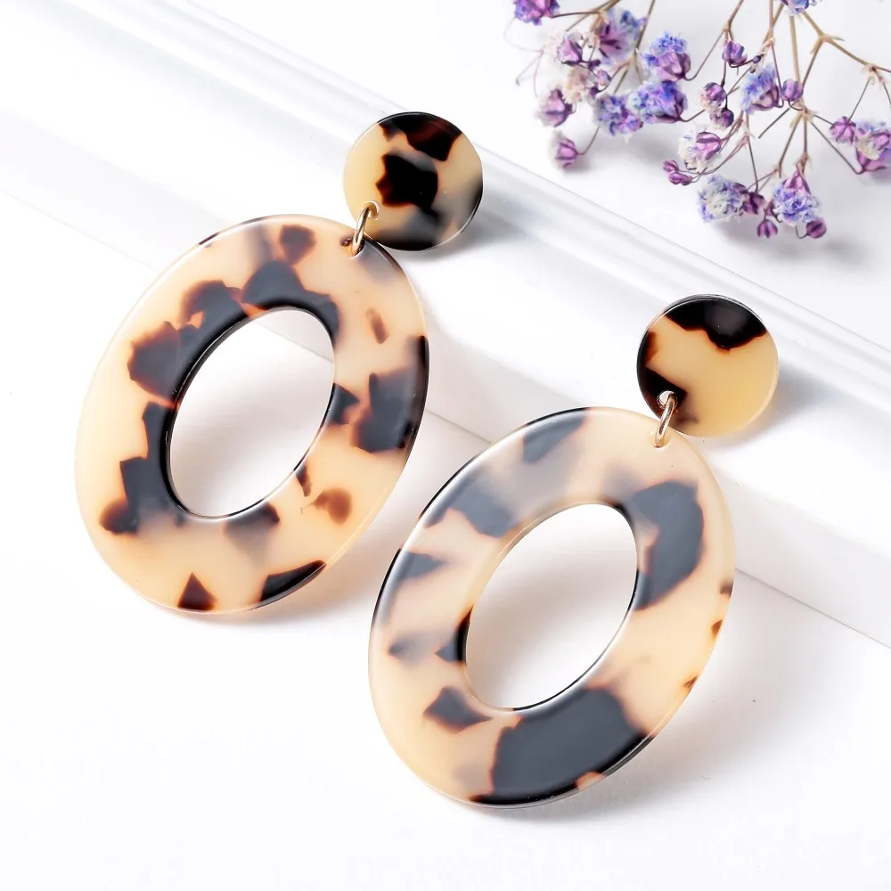 Новый акриловые овальные полые серьги многоцветный Leopard Винтаж женщина сережки