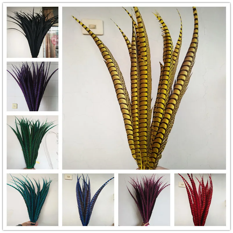 

Wholesale 100 Pcs Natural Lady Amherst Pheasant Feathers 90-100CM 36-40inch jewelry Wedding Decorations Pheasant Feather plume