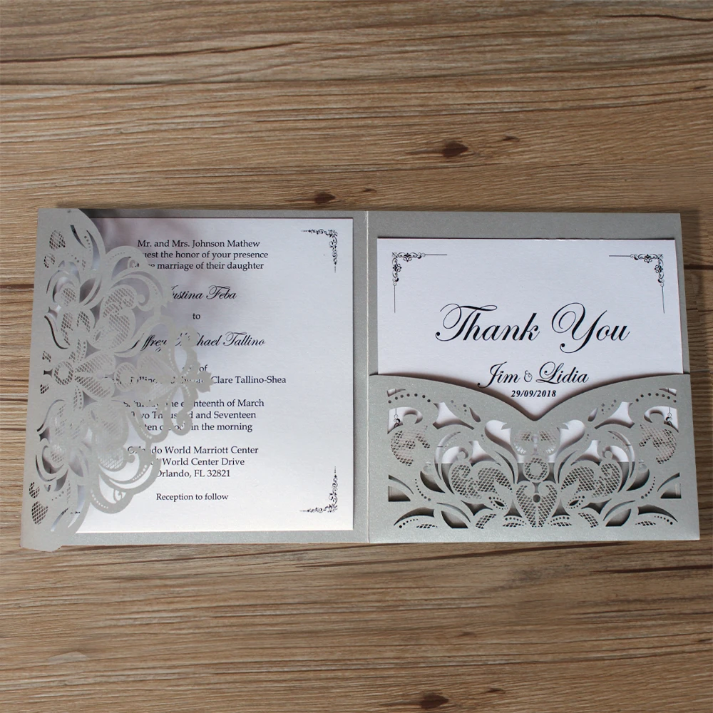50-Personalized Laser Cut Wedding Invitation Cards With Custom Printing 