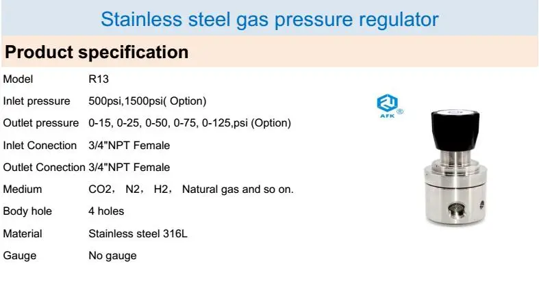 Высокого давления газовый редуктор давления из нержавеющей стали 316L 3/" NPT мама диафрагмы co2 Регулятор давления без манометра