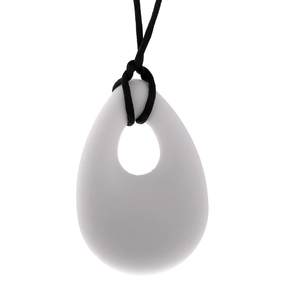 Food Grade Silicone Teardrop Pendant Necklace Baby Toddler Chewing Nursing Teeth Teethers Toy 3Colors