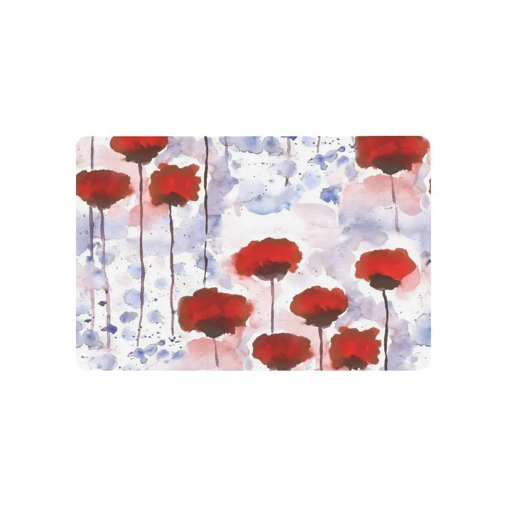 Floral Flower Anti slip Door Mat Home Decor, Watercolor Poppies Indoor