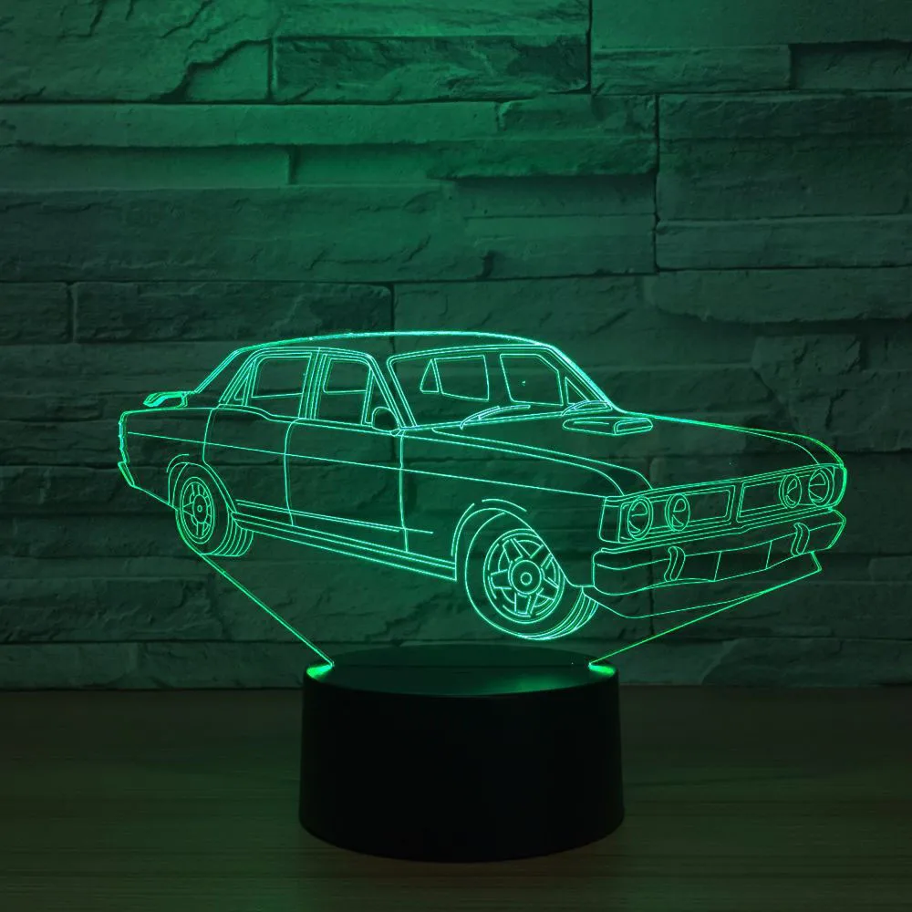 7 цветов Изменение 3D моделирование автомобилей светильник акриловые настольная лампа Led атмосферу домашнего декора сенсорный выключатель