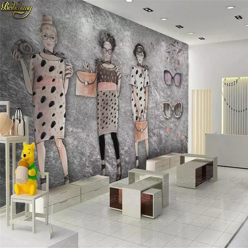 beibehang Custom 3d wallpaper mural retro hand-painted beauty clothing store tooling wall papers home decor papel de parede